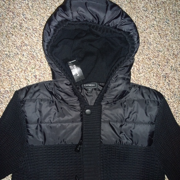 Men's EXPRESS Hooded Knit Sweater | Jacket | Coat - Picture 6 of 7